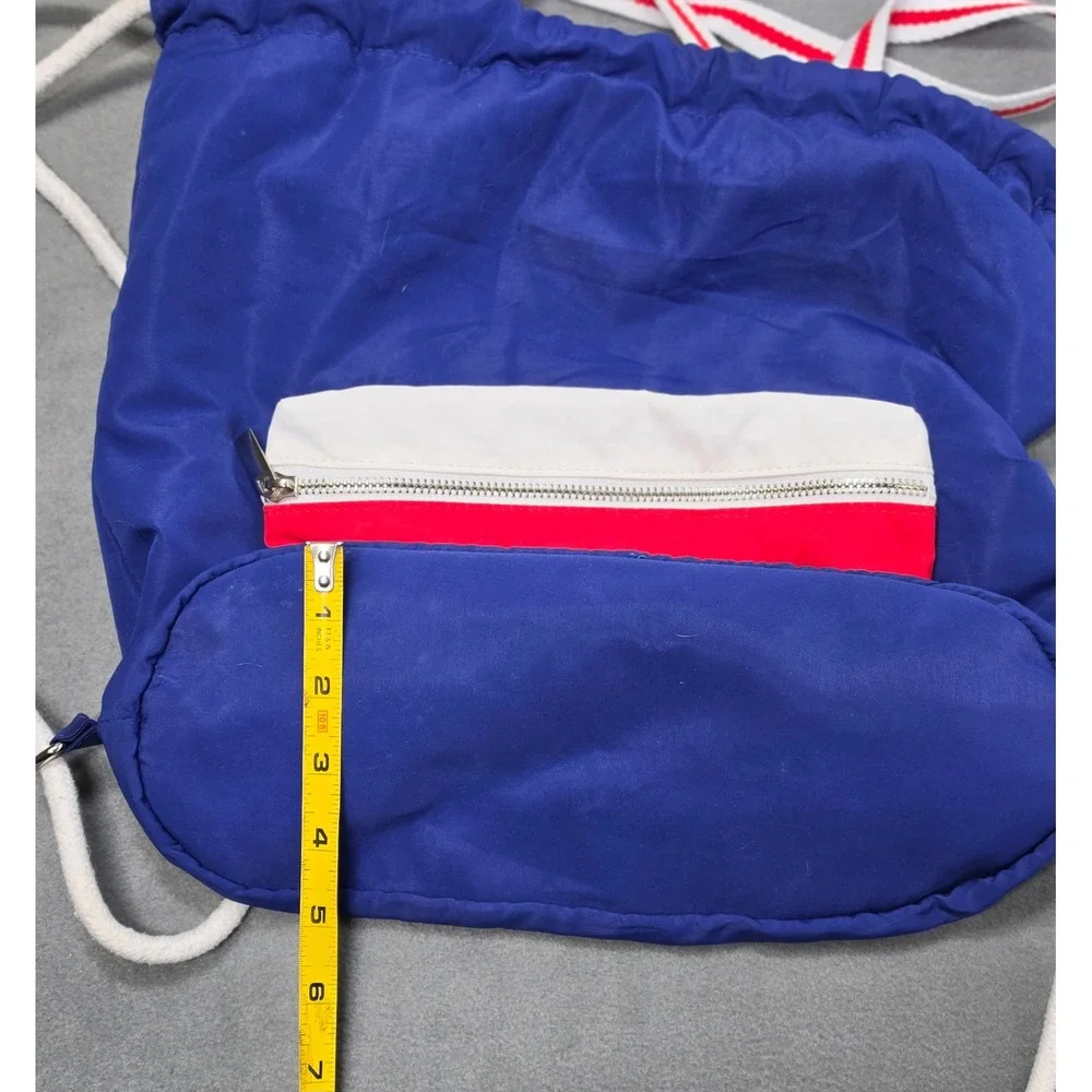 Mad Love Colorblock‎ Drawstring Backpack Blue Red White Nylon OS